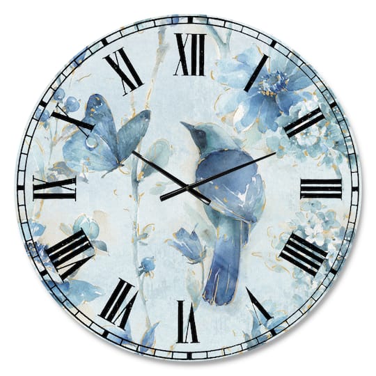 Designart 'Indigold Watercolor Flower Iii Traditional Wall Clock